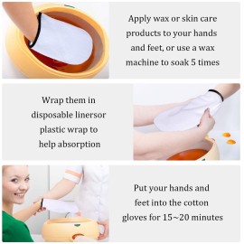 Paraffin Wax Mitts for Hand and Feet Paraffin Mitts and Booties Terry Cloth Booties Essential Oil Gloves for Hand Foot Care Spa Pedicure Thermal Treatment Wax Accessories(White)