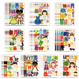 Funny Make a Face and Dress Up Stickers for Girls Boys,40pcs Make Your Own Mix and Match Sticker Sheets Art Craft Kit Toys,Including 2000+Repositionable Little Stickers