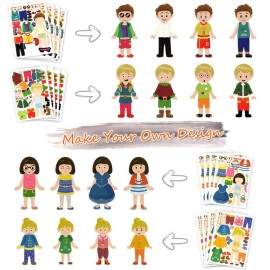 Funny Make a Face and Dress Up Stickers for Girls Boys,40pcs Make Your Own Mix and Match Sticker Sheets Art Craft Kit Toys,Including 2000+Repositionable Little Stickers