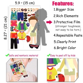 Funny Make a Face and Dress Up Stickers for Girls Boys,40pcs Make Your Own Mix and Match Sticker Sheets Art Craft Kit Toys,Including 2000+Repositionable Little Stickers
