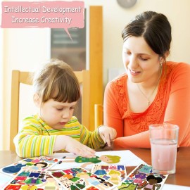 Funny Make a Face and Dress Up Stickers for Girls Boys,40pcs Make Your Own Mix and Match Sticker Sheets Art Craft Kit Toys,Including 2000+Repositionable Little Stickers