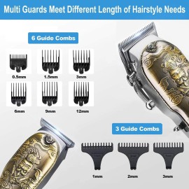 Hair Clippers and Trimmers Set, Suttik Barber Clippers Professional Set, Beard Trimmer for Men, Cordless Ornate Clippers for Men with T-Blade Close Cutting Trimmer, LED Display