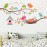 Robin Bird and Tree Branch Wall Stickers, Colorful Cute Cartoon Lovely Birds Singing On The Branch with Flowers Wall Decal, DILIBRA Removable DIY Mural Decorations for Living Room Bedroom Baby Room