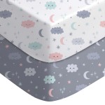 Yoofoss Baby Crib Sheets for Boys Girls, Fitted Crib Sheet 2 Pack for Standard Crib and Toddler Mattress, Super Soft Microfiber Baby Sheet 28x52x8in(Cloud)