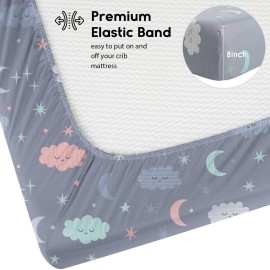 Yoofoss Baby Crib Sheets for Boys Girls, Fitted Crib Sheet 2 Pack for Standard Crib and Toddler Mattress, Super Soft Microfiber Baby Sheet 28x52x8in(Cloud)