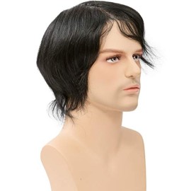 Lishy Toupee for Men 7x9 European Virgin Human Hair Replacement Systems Mens Hairpiece Mono Lace Top with Durable PU Around Medium Light Density 1B Black Color Lishy Toupee for Men 7x9 European Virgin Human Hair Replacement Systems Mens Hairpiece Mono Lace Top with Durable PU Around Medium Light Density 1B Black Color