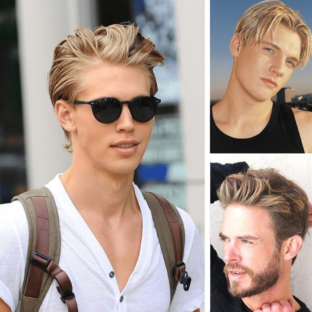Lishy Mens Toupee Soft Thin Skin 0.06mm PU 10x8inch Hair Replacement for Men\'s Hairpiece 100% European Human Hair Pieces for Man 22 Ash Blonde Color