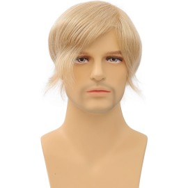 Lishy Mens Toupee Soft Thin Skin 0.06mm PU 10x8inch Hair Replacement for Men\'s Hairpiece 100% European Human Hair Pieces for Man 22 Ash Blonde Color