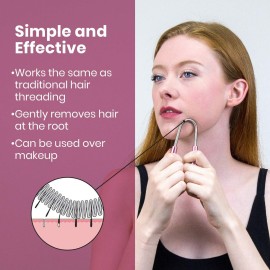 Lindo Twist-N-Roll Tweezer - Spring Facial Hair Removal Tool, Natural Threading, Stainless Steel, Remove Unwanted Hair on Upper Lip, Chin, Cheek, and Neck, Travel Pouches Included (2 Pack)