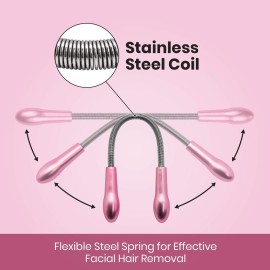 Lindo Twist-N-Roll Tweezer - Spring Facial Hair Removal Tool, Natural Threading, Stainless Steel, Remove Unwanted Hair on Upper Lip, Chin, Cheek, and Neck, Travel Pouches Included (2 Pack)