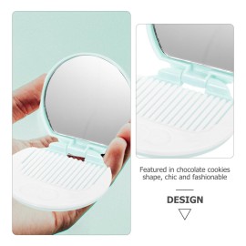 Round Compact Cosmetic Mirror- 7PCS Chocolate Cookies Pocket Makeup Mirror Mini Round Hand Mirror with Comb for Purses and Travel