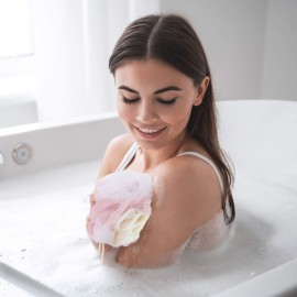 Urieo Shower Bath Sponge Loofahs Colorful Large Mesh Pouf Scrubber Exfoliator Shower Ball for Women and Men(Pack of 4)