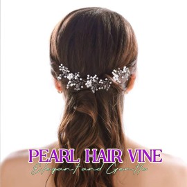 Evild Pearl Hair Vine Silver Flower Hair Pieces Bridal Wedding Hair Accessories for Women