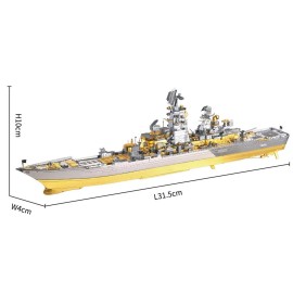 Piececool 3D Metal Puzzles for Teens, Russian Battlecruiser Pyotr Velikiy Battleship Model Kit, 3D Warship Models Building Puzzle for Adults DIY Toys, Birhtday for Boys Men, 270 Pcs