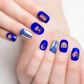 Maitys 16 Sheets 4th of July Nail Stickers Patriotic Red White and Blue Art Self-Adhesive Nail Sticker Memorial American Flag Butterfly Stars Heart Shape USA Independence Day Decals for Women
