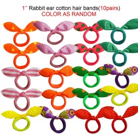 Himeeu 30 PCS Girls Rabbit Ear Hair Ties for Toddlers 20 PCS Mini Cotton Hair Bands Women No Snagged Ponytail Holders Color Randomly