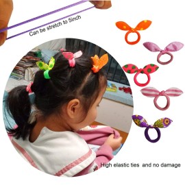 Himeeu 30 PCS Girls Rabbit Ear Hair Ties for Toddlers 20 PCS Mini Cotton Hair Bands Women No Snagged Ponytail Holders Color Randomly