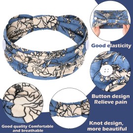 6 Pieces Nursing Headbands with Buttons for Nurses Doctor Women Boho Bandana Headbands Wide Stretch Head Wraps Elastic Hair Bands for Face Covering Holder Ear Protection (Retro Pattern) 6 Pieces Nursing Headbands with Buttons for Nurses Doctor Women Boho Bandana Headbands Wide Stretch Head Wraps Elastic Hair Bands for Face Covering Holder Ear Protection (Retro Pattern)