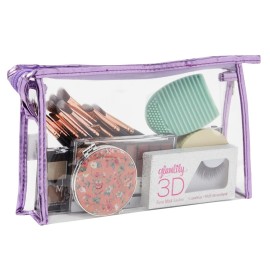 Glamlily 10 Pack Clear Cosmetic Bags with Zipper for Makeup, Travel Size Toiletries (5 Colors, 9.6 x 2 x 5.5 In)