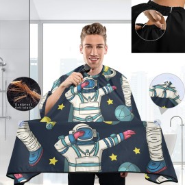visesunny Barber Cape Astronaut Universe Galaxy Man Dancing Dab Polyester Hair Cutting Salon Cape Apron Anti-Static Haircut Water-Resistant Shaving Cloth Beard Shaving Bib Hairdressing Cape