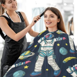 visesunny Barber Cape Astronaut Universe Galaxy Man Dancing Dab Polyester Hair Cutting Salon Cape Apron Anti-Static Haircut Water-Resistant Shaving Cloth Beard Shaving Bib Hairdressing Cape