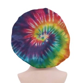 AFPANQZ Tie Dye Rainbow Satin Bonnet Sleep Cap for Women Girls Curly Hair Black Locs Dreadlocks, Elastic Band Satin Sleeping Caps Night Hat Head Cover Prevent Natural Hair Loss Colored Gift