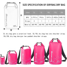 IDRYBAG Dry Bag for Kayaking Waterproof 2L/5L/10L/15L/20L, Small Dry Sack Waterproof Bag for Boating IDRYBAG Dry Bag for Kayaking Waterproof 2L/5L/10L/15L/20L, Small Dry Sack Waterproof Bag for Boating