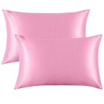 FLXXIE 2 Pack Satin Toddler Pillowcases for Skin and Hair, 14x20 Inches, Silky Soft Envelope Closure Kids Travel Pillow Cases Covers for Boys and Girls, 14x20 Inches, Pink