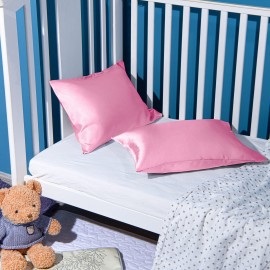 FLXXIE 2 Pack Satin Toddler Pillowcases for Skin and Hair, 14x20 Inches, Silky Soft Envelope Closure Kids Travel Pillow Cases Covers for Boys and Girls, 14x20 Inches, Pink