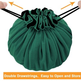 SIQUK Large Dice Bag with Pockets Big Capacity Dice Bag Drawstring Dice Pouch DND Dice Storage Bag for RPG MTG Table Games, Hold over 300 Dice, Dark Green