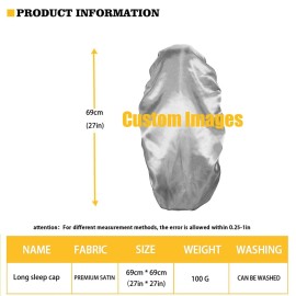 AFPANQZ Tie Dye Rainbow Long Satin Sleep Cap Silky Bonnets Women Girl Long Hair Beanie Turbans for Sleeping Night Hair Net Wide Elastic Band Double Layer Hair Cover Dreadlocks Curly Hair Colored