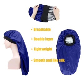 AFPANQZ Tie Dye Rainbow Long Satin Sleep Cap Silky Bonnets Women Girl Long Hair Beanie Turbans for Sleeping Night Hair Net Wide Elastic Band Double Layer Hair Cover Dreadlocks Curly Hair Colored