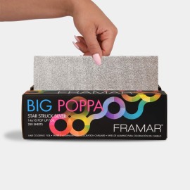 Framar Big Poppa Silver Pop Up Hair Foil - Aluminum Foil Sheets, Hair Foils For Highlighting, Pop Up Foils For Hair Stylist, 250 Pop Up Foil Sheets, Hair Color Supplies - 10x14 inches Framar Big Poppa Silver Pop Up Hair Foil - Aluminum Foil Sheets, Hair Foils For Highlighting, Pop Up Foils For Hair Stylist, 250 Pop Up Foil Sheets, Hair Color Supplies - 10x14 inches