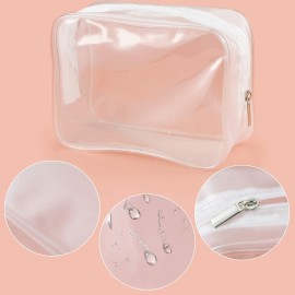 5 Packs Clear Cosmetics Bag TSA Approved, Wobe PVC Zippered Toiletry Carry Pouch Portable Makeup Bag for Vacation Travel, Bathroom and Organizing Waterproof Makeup Vinyl Case (Large, White) 5 Packs Clear Cosmetics Bag TSA Approved, Wobe PVC Zippered Toiletry Carry Pouch Portable Makeup Bag for Vacation Travel, Bathroom and Organizing Waterproof Makeup Vinyl Case (Large, White)
