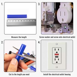 24kmagic 24pcs electrical outlet spacers for tile backsplash, three colors outlet box extender kit, Include 12 pcs insulation screws tube and 12 pcs Long Electrical Outlet Screws. (Lightweight)