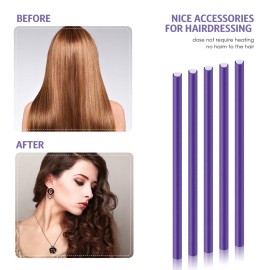 36 Pieces Flexible Foam Curling Rods Twist Foam Hair Roller Bendy Soft No Heat Rollers and Brush Rat Tail Comb for Women Short, Medium, Long Hair(0.32 x 9.4 Inch,Purple) 36 Pieces Flexible Foam Curling Rods Twist Foam Hair Roller Bendy Soft No Heat Rollers and Brush Rat Tail Comb for Women Short, Medium, Long Hair(0.32 x 9.4 Inch,Purple)