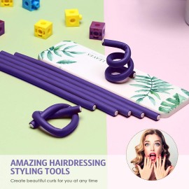 36 Pieces Flexible Foam Curling Rods Twist Foam Hair Roller Bendy Soft No Heat Rollers and Brush Rat Tail Comb for Women Short, Medium, Long Hair(0.32 x 9.4 Inch,Purple) 36 Pieces Flexible Foam Curling Rods Twist Foam Hair Roller Bendy Soft No Heat Rollers and Brush Rat Tail Comb for Women Short, Medium, Long Hair(0.32 x 9.4 Inch,Purple)
