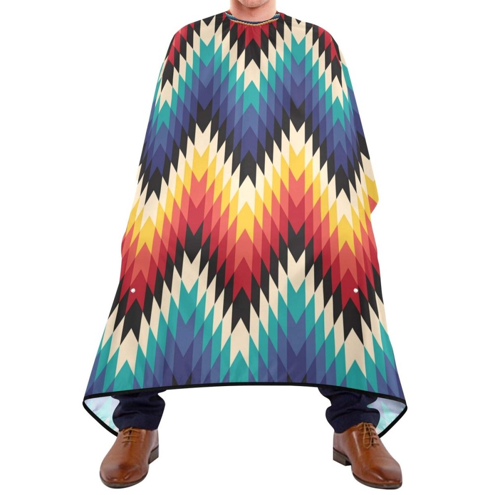 ALAZA Professional Barber Cape 55 x 65, Tribal Colorful Geometric Waterproof Salon Apron Cape with Closure Snap for Men Women