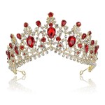 NODG Red Crystal Crowns for Women Princess Queen Vintage Crown Tiaras, Girls Adult Bridal Hair Accessories Gifts for Birthday Wedding Prom, Bridal Party Pageant