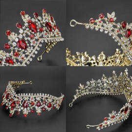 NODG Red Crystal Crowns for Women Princess Queen Vintage Crown Tiaras, Girls Adult Bridal Hair Accessories Gifts for Birthday Wedding Prom, Bridal Party Pageant