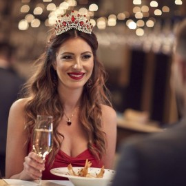 NODG Red Crystal Crowns for Women Princess Queen Vintage Crown Tiaras, Girls Adult Bridal Hair Accessories Gifts for Birthday Wedding Prom, Bridal Party Pageant