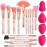 DUAIU Professional Makeup Brushes Set 16PCS Marble Handle with 4PCs Sponge Blenders Foundation Brushes Eyeshadow Brush Lip Brush Silicone Face Mask Brush Make Up Tool