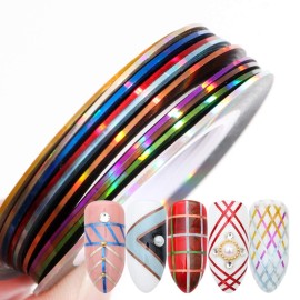 Tvoip 64 Rolls 32 Colors Nail Striping Tape Line 2 Pieces Nail Tape Dispensers Free Tape Roller Dispenser Striping Tape Line Nail Art Decoration Stickers Nail Art Decoration Sticker DIY Nail Tip