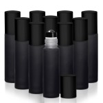 Your Oil Tools 10 Pack Essential Oil Roller Bottles, 10ml Empty Black Frosted Glass Roll-on with Leak Guard Stainless Steel Roller Balls & Black Caps for oils and perfume