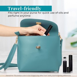 Your Oil Tools 10 Pack Essential Oil Roller Bottles, 10ml Empty Black Frosted Glass Roll-on with Leak Guard Stainless Steel Roller Balls & Black Caps for oils and perfume