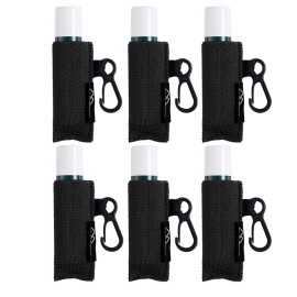 WK IEASON 6PCS Lip Balm Holder Keychain - Bulk Chapstick Holder Keychain - Elastic Sleeve for Lip Balms and Gloss (Black x6)