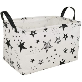 KUNRO Rectangle Toy Bin Waterproof storage organizer for Nursery Hamper Home decor Closet Kids Bedroom Laundry Baby Gift Shelf Baskets(Star)