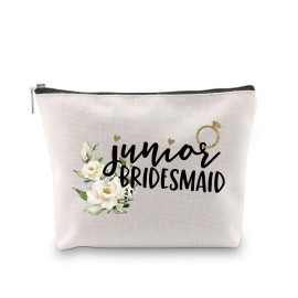 Junior Bridesmaid Gift Junior Bridesmaid Makeup Bag Cosmetic Bag Bridal Party Gifts (Junior Bridesmaid Bag)