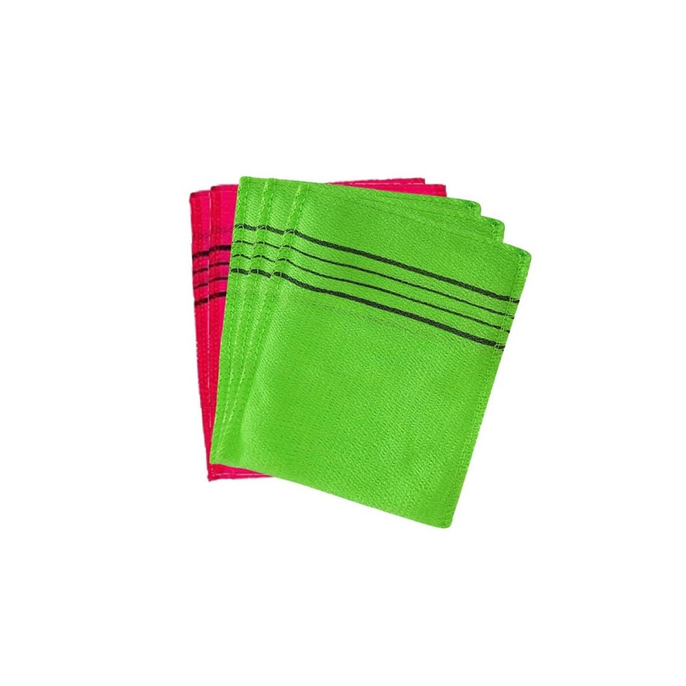 Hangil Exfoliating Towel Bath Washcloth 5 Pcs (Green-3 Red-2)
