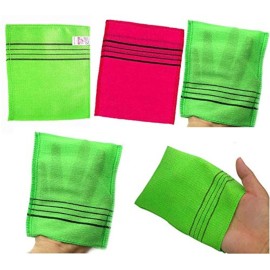 Hangil Exfoliating Towel Bath Washcloth 5 Pcs (Green-3 Red-2)